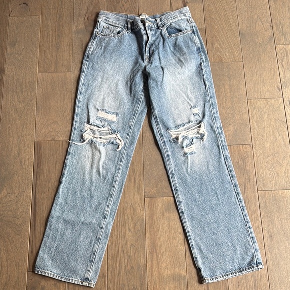 PacSun Blue Straight-Leg Distressed Jeans - Picture 1 of 7